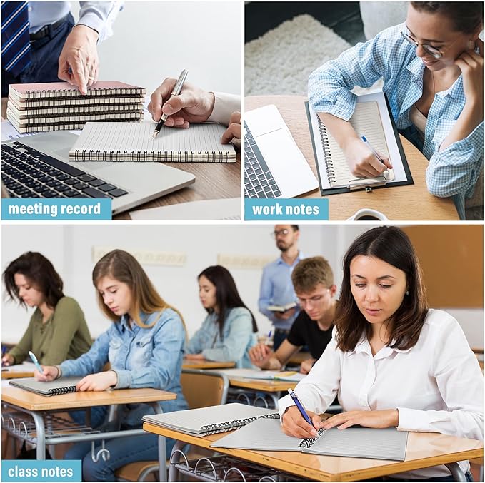 Fuutreo 12 Pcs Spiral Notebook for Work A5 8.3 x 5.7 Inch College Ruled Spiral Journal Notebook Kraft Cover Ruled Paper, 12 Color, 60 Sheets, 120 Pages for Office School(Vintage Color)