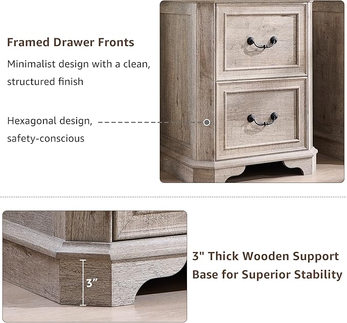 T4TREAM 6-Tier Bookcase with 2 File Drawers, 72" Tall Farmhouse Bookshelf with Storage & Adjustable Shelves, Wooden Floor Standing Display Book Shelf Organizer for Home Office, Light Rustic Oak