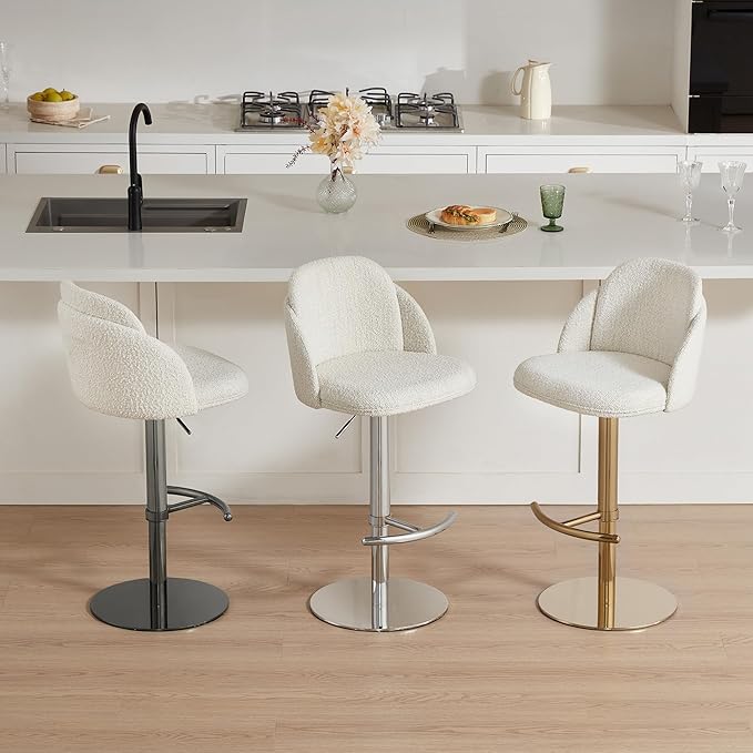 CHITA Adjustable Bar Stools Set of 3, Swivel Counter Height Stools with Stainless Steel Base for Bar, Kitchen Island, Dining Room, Gold