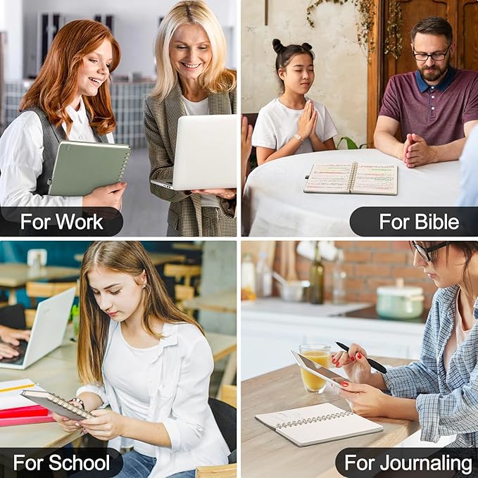 AHGXG Lined Spiral Journal Small Notebook for Women, Notebook College Ruled A5 5.7" X 8.3", 140 Numbered Pages, Hardcover Leather, Meeting Notebook for Work, School Office Supplies, Sage Green