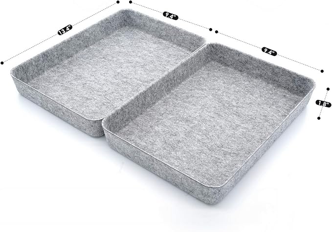 Welaxy 2-Piece Office Desk Drawer Organizer Tray Letter-Size documents A4 Paper Book File Folder Holder Storage Bins (Gray)