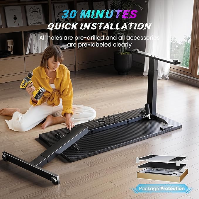 SIAGO Electric Standing Desk Adjustable - 48 x 24 Inch Sit Stand up Desk with Cable Management - 3 Memory Preset Adjustable Height Table