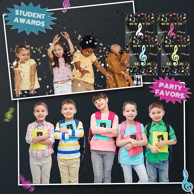 80 Sets Back to School Gifts for Students Funny Novelty Erasers Bulk Musical Note Erasers with Greeting Cards First of School Classroom Rewards from Teachers