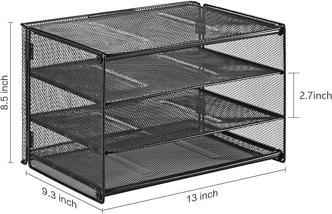Samstar Paper Letter Tray, 3 Tier Desk File Organizer Paper Sorter Letter Shelf Rack, Mesh Made,Black ...