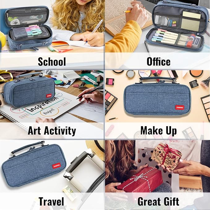 Pencil Case, Large Capacity Pencil Case Organizer; Double Zipper Storage Bag; Big Pencil Pouch for College School Office Teen Girl Boy Men Women Adult