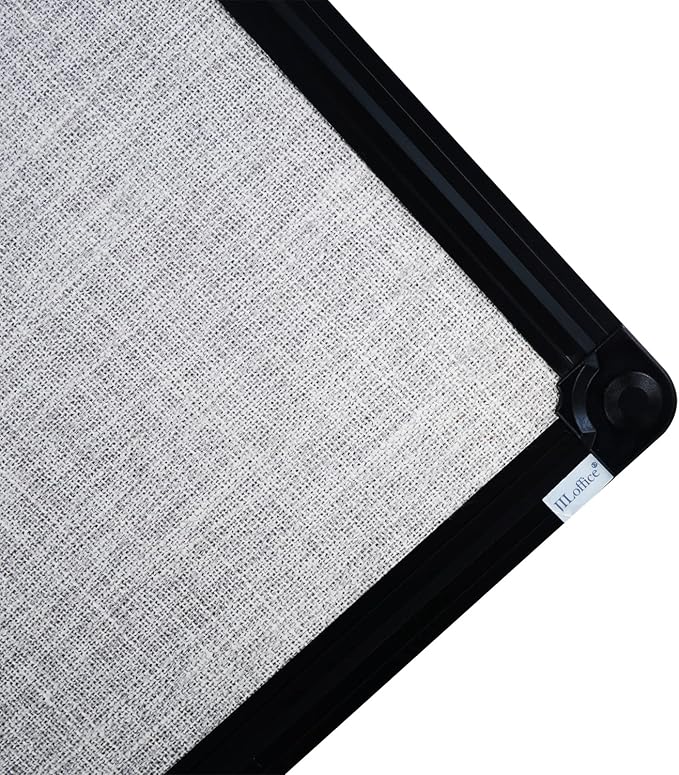 JILoffice Cork Linen Bulletin Board 36 X 24 Inch (Grey), Black Aluminum Frame Wall Mounted Board Memo Pin Board for Office Home and School