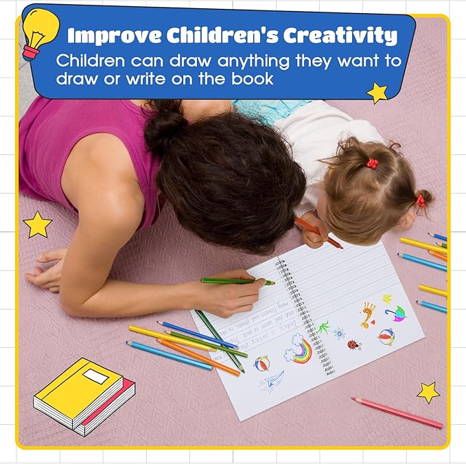 Henoyso 40 Pcs 100/50 Sheets Primary Composition Notebook K-2 Bulk Spiral Primary Journal Drawing Handwriting Practice for Kids Kindergarten 1st 2nd Back to School Supplies (Bright Color,50 Sheets)