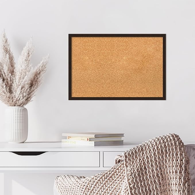 Amanti Art Natural Cork Board for Wall, 17x25 Vision Board with Brown Wood Frame, Medium Corkboard Office Decor for Home Organization, Rustic Farmhouse Corkboard Pinboard to display items for home
