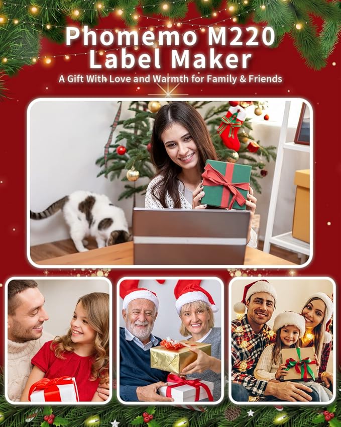 Phomemo M220 Bluetooth Label Maker Machine,Label Printer for Small Business, Office, Home & School, Portable Label Maker with 200+ Templates,100+ Fonts,1000+ Icons, Compatible with Phone, PC