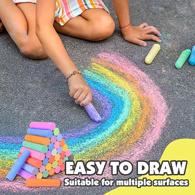 200 Pcs Sidewalk Chalk Set in 20 Assorted Colors, Non-Toxic Washable Bulk Chalk for Outdoor Ativity, School Chalkboard and Playground