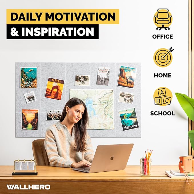 Office Cork Board, 59"x36" | 15 Pack | Large Cork Boards for Walls, Tac Board, Wall Protector for Dart Board, Corks Boards, Corkboard for Wall, Felt Board Tiles (Gray Marble)