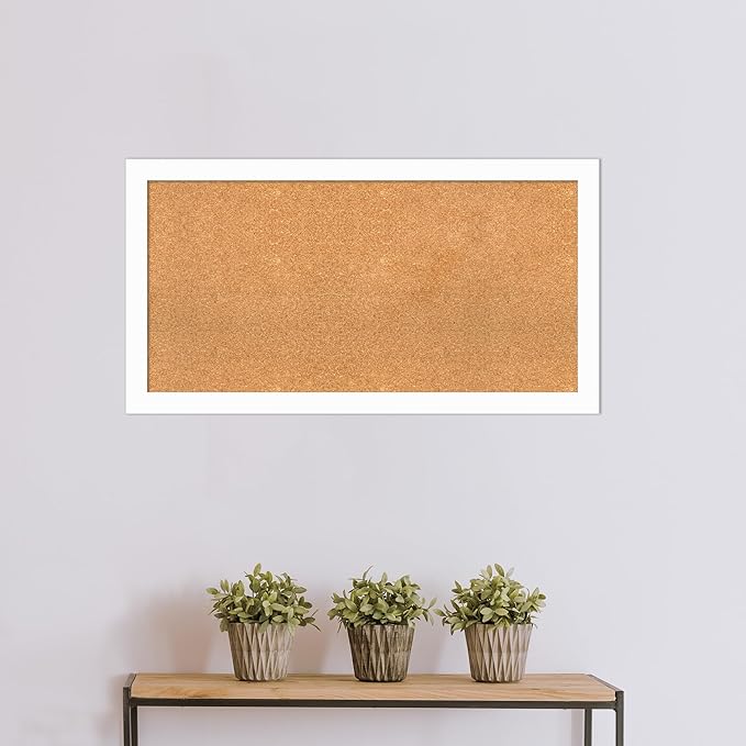 Amanti Art Natural Cork Board for Wall, 23x43 Vision Board with White Frame, Large Corkboard Office Decor for Home Organization, Casual Corkboard Pinboard to Display Items for Home Organization in