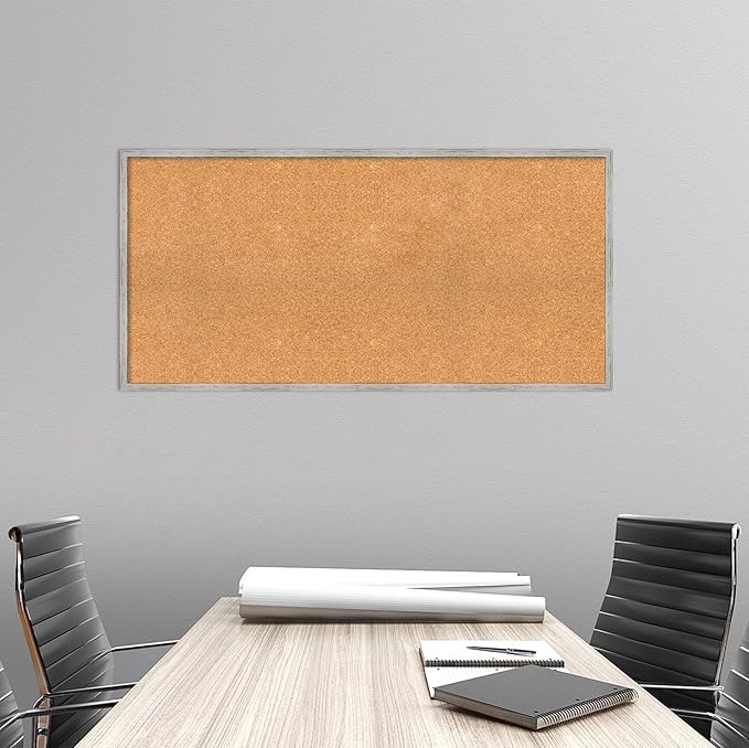 Amanti Art Natural Cork Board for Wall, 23x47 Vision Board with White Frame, Oversize Corkboard Office Decor for Home Organization, Cottage Corkboard Pinboard to Display Items for Home Organization