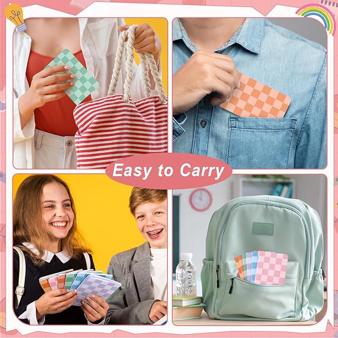 48 Pack Mini Hippie Groovy Notebooks Back to School Favors Small Pocket Size Retro Pink Blue Checked School Girl Notebooks for Students Teacher Appreciation Gift Employee Classroom Prize 5x3 Inch