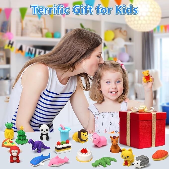 150 Pack Animal Erasers for Kids Bulk Pull Apart 3D Puzzle Erasers Treasure Box Toys for Classroom Rewards and Prizes Class Treasure Box Kids Party Favors Back to School Supplies Gift