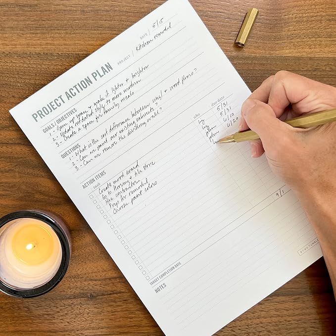 Two Tumbleweeds - Project Planner Notepad - 7 x 10” Planning Pad for Project Management with Checklist, Action Items, Notes - Task Planner - To Do List Organizer For Work & School - 50 Sheets