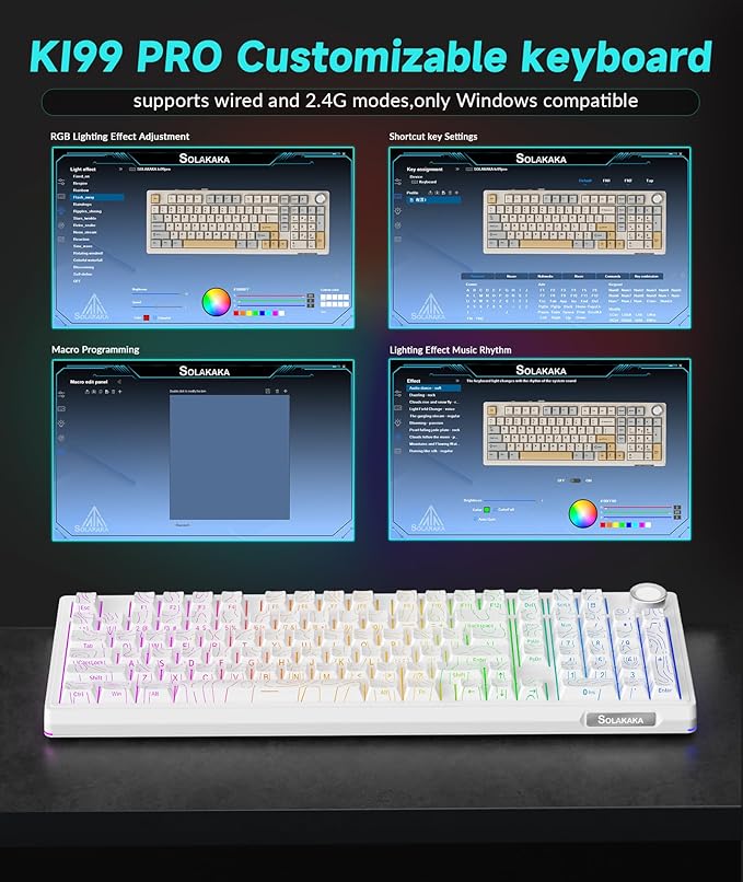 KI99 Pro 96% Wireless Mechanical Keyboard, RGB Gaming Keyboard, Hot-Swappable Pre-Lubed Switches, Gasket Structure Creamy Keyboards for Gamer/PC/Laptop (White)