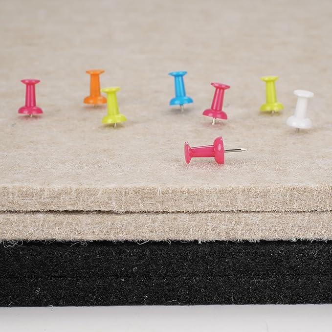 Large Bulletin Board, 48 X 36 inches Felt Board Notice Pin Board, 4' x 3'Cork Board Alternative for Wall, Self-Adhesive Vision Board Mood Board Foldable Photo Board with 30 Pushpin (Beige Brown)