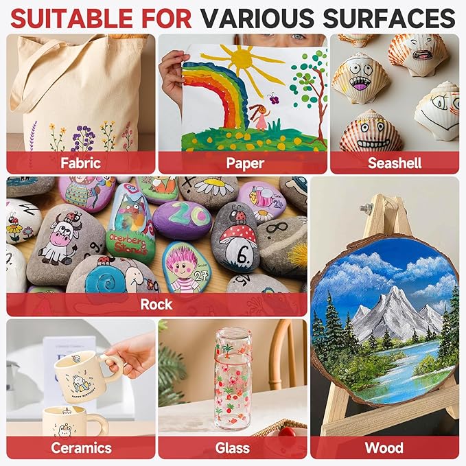 Acrylic Paint Markers, 48 Color Dual Tip Acrylic Paint Pens with Brush and Fine Tips for Rock Painting,Wood,Canvas,Ceramic,Card Making,Vibrant Color Ideal for Artists, Crafters & DIY Projects