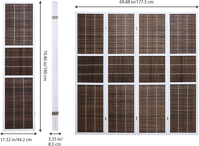 4 Panel 6ft Tall Modern Style Standing Wall Partition Room Divider Panel Indoor Separation, Folding Privacy Screens, Living Room, Partition & Space Divider, Freestanding Inexpensive