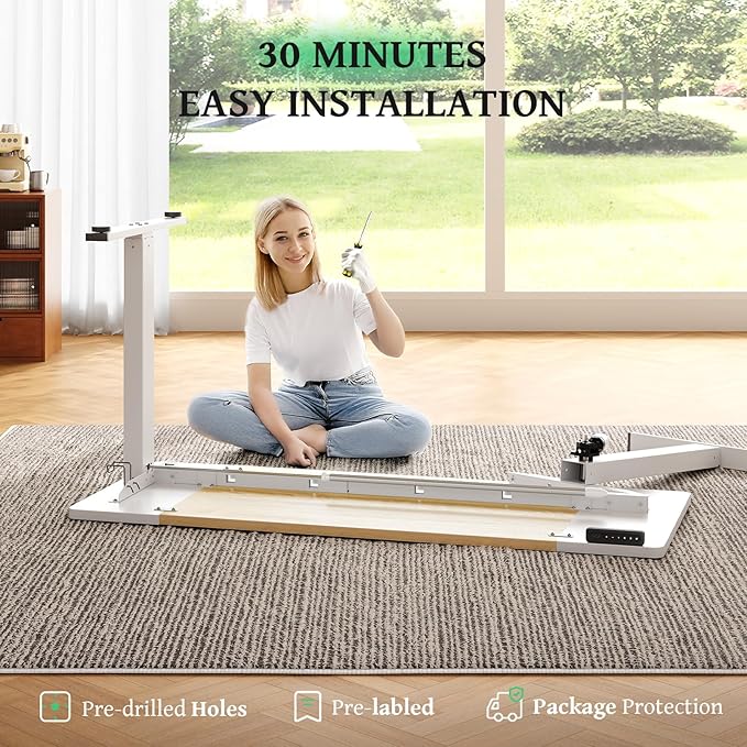 SIAGO Electric Standing Desk Adjustable - 55 x 24 Inch Sit Stand up Desk with Cable Management - 3 Memory Preset Adjustable Height Table