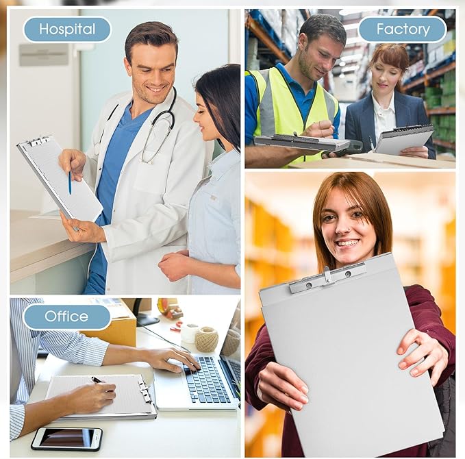 Henoyso Metal Storage Clipboard Bulk Heavy Duty Aluminum Clip Board for Teacher Contractor Medical Construction Office School Classroom, 12.6x9.2x1 Inch, Fit Letter Size 8.5x11 Inch Paper(4 Pcs)
