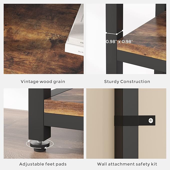 Tribesigns 79 Inch Extra Tall Bookshelf, 7-Tier Vintage Bookcase, Industrial 10-Shelf Open Storage Shelves Display Shelves Organizer for Home Office