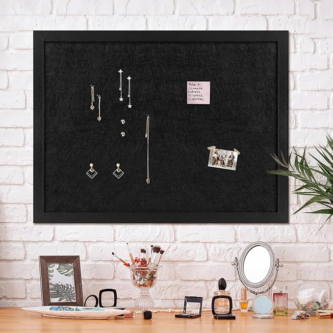 TORASO Cork Board Bulletin Board, Approx. 20" X 30" Cork Boards for Walls with Pins, Eye Bolts, gaskets, Screws, Pin Board for Office, School and Home (BK,50x75cm,2p