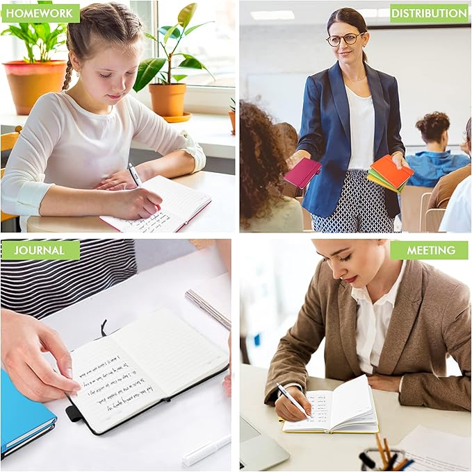 feela Pocket Small Notebooks Bulk, Mini Cute Notepads Hardcover College Ruled Lined Journals with Pen Holder for School Business Memos, with 15 Black Pens, 3.5”x 5.5”, 15 Pack, A6, Solid Colors