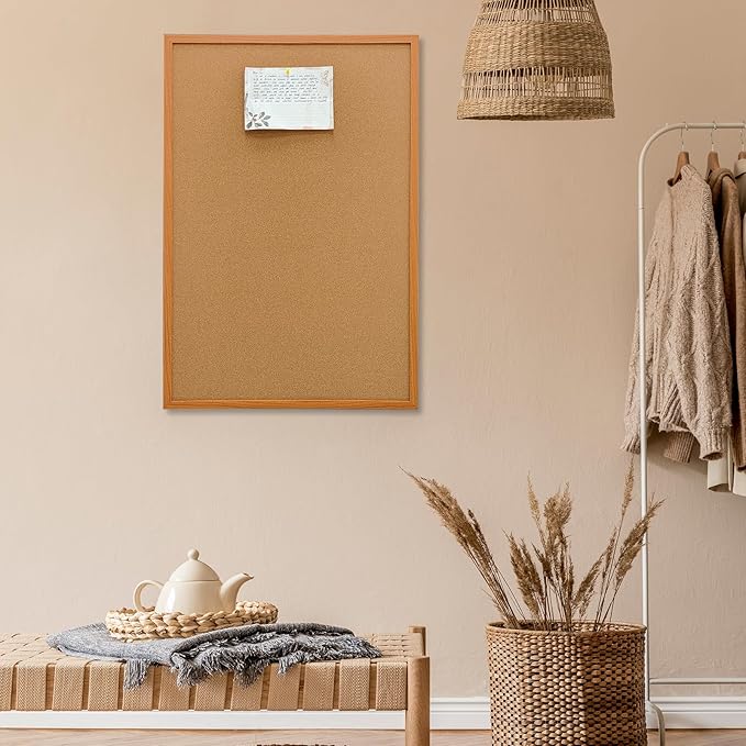 Cork Bulletin Board for Wall - 36” x 24” Bulletin Board Wall Mounted Wood Frame Message Board pin Board for School,Office and Home