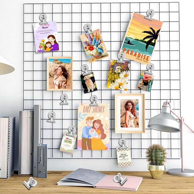 60 Pack Fridge Magnet Refrigerator Magnets, Strong Magnetic Clips Whiteboard Magnets, Magnet Clips Heavy Duty, Clip Magnets for Photo Displays, Home, Office, Classroom, Silver