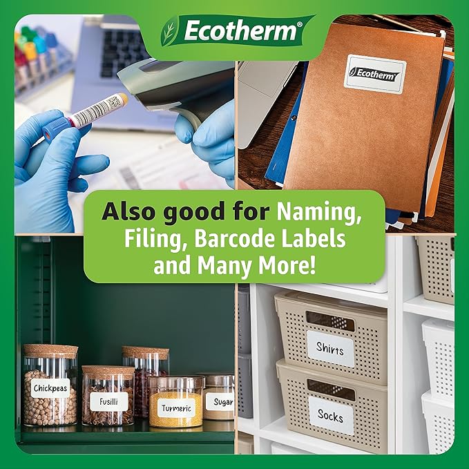 1" x 3" Thermal Labels | 4 Rolls | 2720 Labels | fits Zebra, Godex, Arkscan, iDPRT, Offnova Thermal Label Printers and More | Blank White Adhesive Stickers by Ecotherm