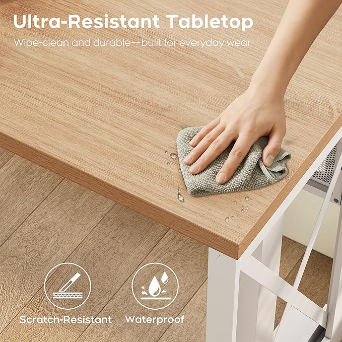 Yechen L Shape Standing Desk, Electric Corner Desk Height Adjustable, 61x60 Computer Desk with 4-in-1 Outlet, for Work Home Office, Livestreaming, Gaming, Natural Oak