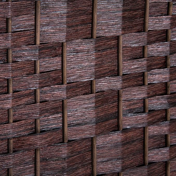 HOMCOM Room Divider, 3 Panel Folding Privacy Screen, 6FT Tall Portable Wicker Weave Partition Wall Divider for Bedroom, Home Office, Brown