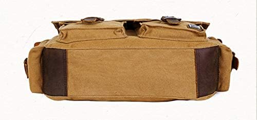 Sechunk Vintage Military Leather Canvas Laptop Bag Messenger Bags Medium - Image 3
