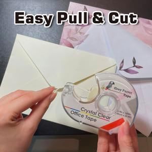 Greyparrot Office Clear Office Refill Tape Rolls + Dispenser(8 Pack),(3/4” X 1000in/pack). for Craft Jobs, Gift Wrapping, Office Work Clear(Transparent) Glossy Finish, Refillable (8000 inch/total)