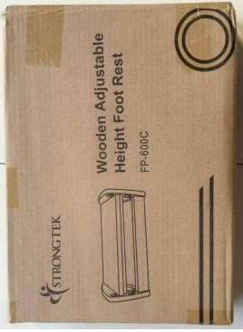 StrongTek Ergonomic Under Desk Footrest, 3 Adjustable Heights Wooden Office Footrest, Large Anti-Slip Surface, Improves Posture and Blood Circulation, up to 400lbs (Black)