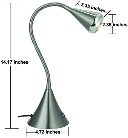 HomeFocus - Bedside Table Lamp,LED Desk Lamp,Reading Light,Eye-Caring for Reading Lamp,LED 5W,Touch dimmable Bedside lamp,Bedside Night Light,Metal,Satin Nickel.