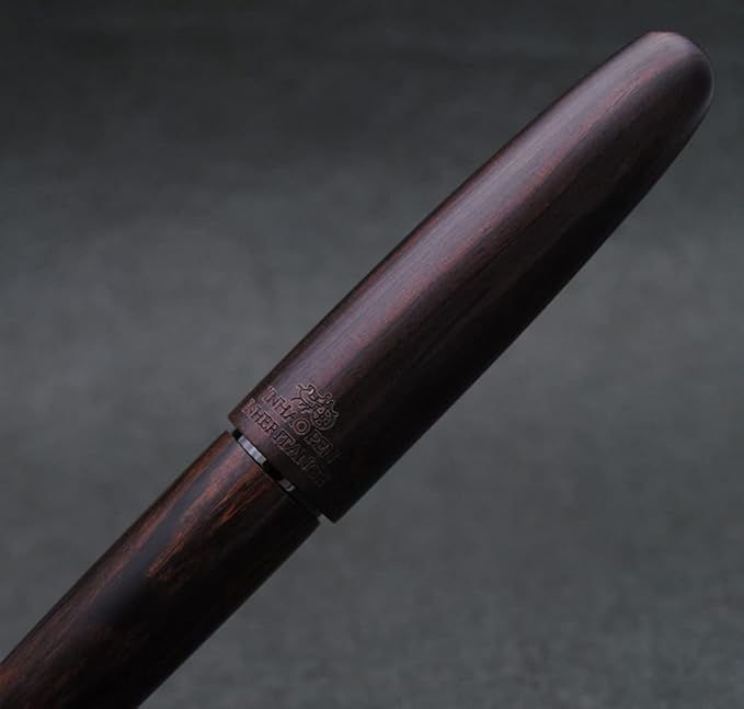 JINHAO 9056 Natural Wood Fountain Pen Handmade Ink Pen (Ebony Wood, Black clip, Fine Nib 0.5mm)
