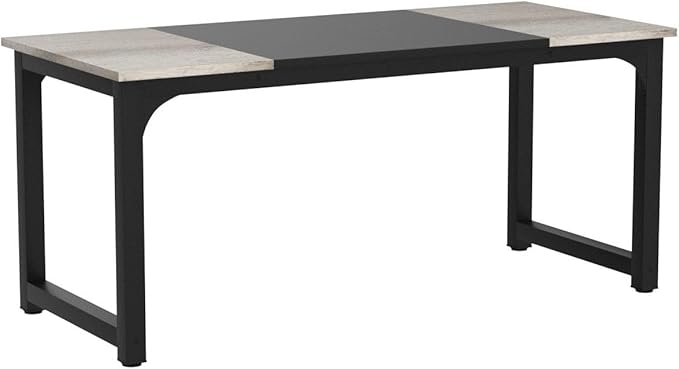 Tribesigns 70.8”Executive Desk, Large Office Computer Desk with Thicken Frame, Modern Simple Workstation Business Furniture for Home Office, Vintage Grey/Black