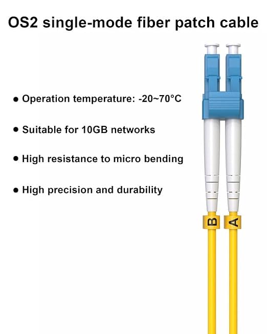 LC to LC Single Mode Fiber Patch Cable 8M OS2 Duplex, 1G/10G/40Gbps, Compatible - Image 9