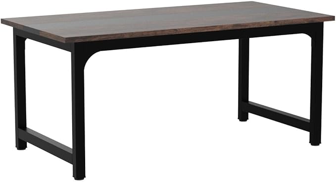 Tribesigns 63” Executive Desk, Large Office Computer Desk with Thicken Frame, Modern Simple Workstation Business Furniture for Home Office, Vintage Brown/Black