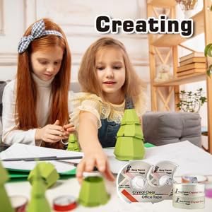 Greyparrot Office Clear Office Refill Tape Rolls + Dispenser(8 Pack),(3/4” X 1000in/pack). for Craft Jobs, Gift Wrapping, Office Work Clear(Transparent) Glossy Finish, Refillable (8000 inch/total)