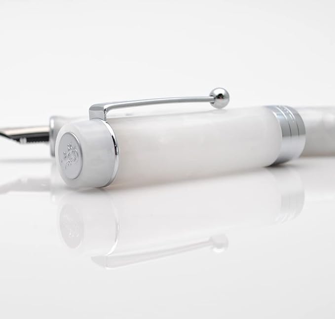 JINHAO 100 Fountain Pen with Ink Converter (Medium Nib 0.7mm, Snow White with Silver Clip)