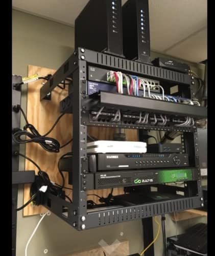 Kenuco Black 6U Wall Mount Open Frame Steel Network Equipment Rack 17.75 Inch - Image 2