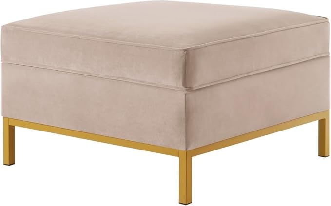 24KF Large Square Couch Ottoman for Living Room, Upholstered Velvet Padded Cushion Ottoman Table,Large Foot Rest,Taupe