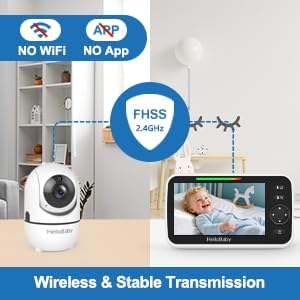 HelloBaby HB6550 5" Baby Monitor 3 Cameras, 26-Hour Battery, Pan-Tilt-Zoom - Image 3