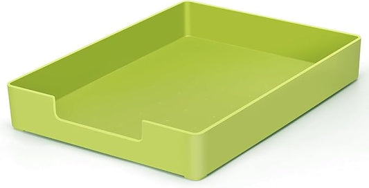 Letter-Size Tray, A4 Plastic Paper Holder File Organizer, Stackable Letter Tray for Office, School, Home Storage (Green)