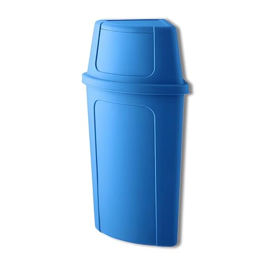 21 Gallon Blue Plastic Recycling Bin with Push Door Lid, Ideal for Home, Kitchen, Bar, Hotel, Restaurant, School