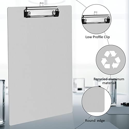 Epakh 8 Pieces Clipboard Bulks Metal Clipboard Aluminum Office Low Profile Clip Standard A4 Letter Size Metal Clip Board, Size 12.5 x 9 Inch